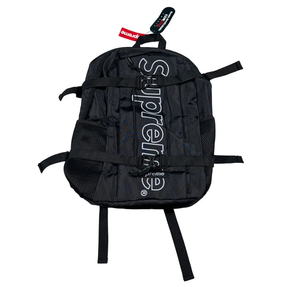 Supreme Backpack Unisex OS Black Cordura Ripstop Logo Streetwear Gorpcore Bag